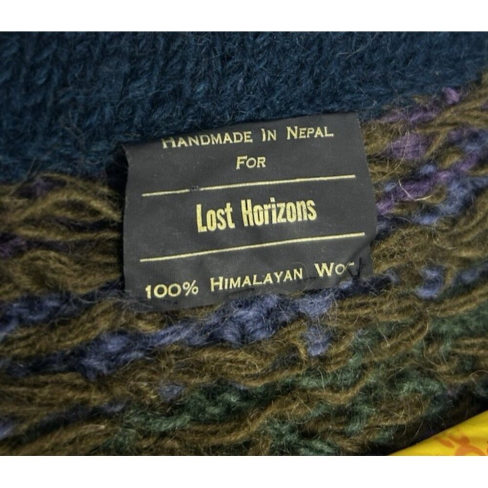 100% Himalayan Wool Sweater Cozy Cottage Vintage Nepal Lost Horizons Medium - Picture 2 of 16